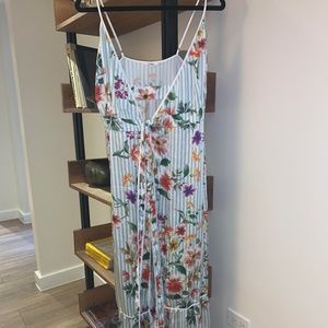 Tularosa Aubrie Striped Floral Wrap Long Dress